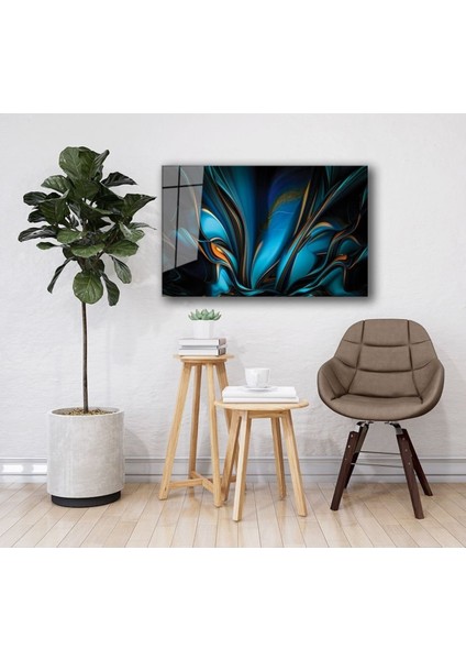 Mavi Turuncu Soyut Cam Tablo Ev ve Ofis Duvar Dekoru Hediyelik Büyük Tablo Dayanıklı Cam fiyatları