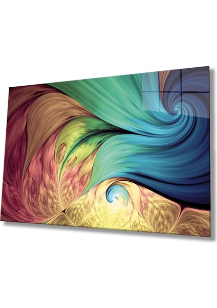 Renkli Soyut Cam Tablo Ev ve Ofis Duvar Dekoru Hediyelik Büyük Tablo Dayanıklı Cam