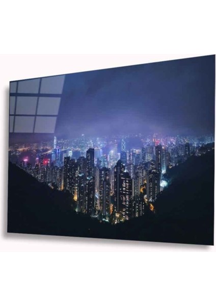 Şehir Manzara Cam Tablo 4mm Dayanıklı Temperli Cam