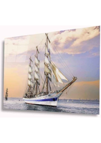 Yelkenli Gemi Cam Tablo 4mm Dayanıklı Temperli Cam