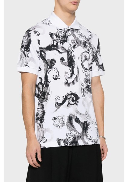 Desenli Pamuklu Slim Fit Polo Yaka T Shirt Erkek Polo Yaka T Shirt 76GAG6S0 JS286 003