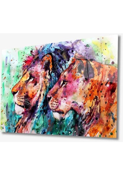 Aslan Hayvan Cam Tablo 4mm Dayanıklı Temperli Cam