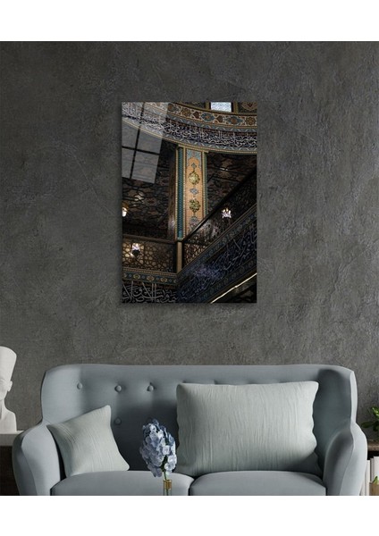 Islami Kaligrafi Motif Dini Islami Cam Tablo Ev ve Ofis Duvar Dekoru Hediyelik Büyük Tablo Cam fiyatları