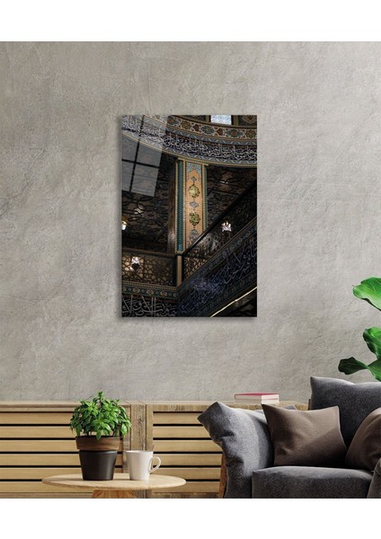 Islami Kaligrafi Motif Dini Islami Cam Tablo Ev ve Ofis Duvar Dekoru Hediyelik Büyük Tablo Cam modelleri