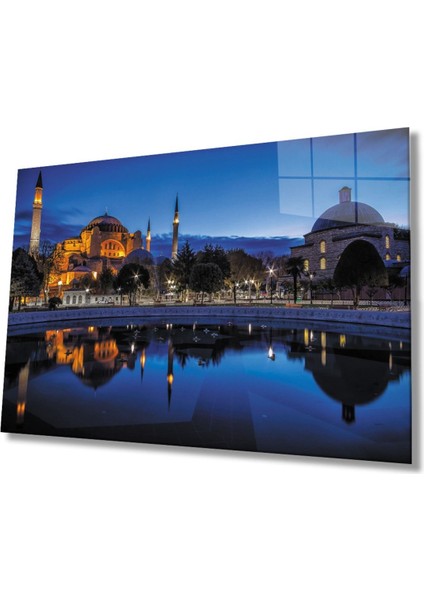 Istanbul Ayasofya Camii Manzara 4mm Dayanıklı Cam Tablo Temperli Cam