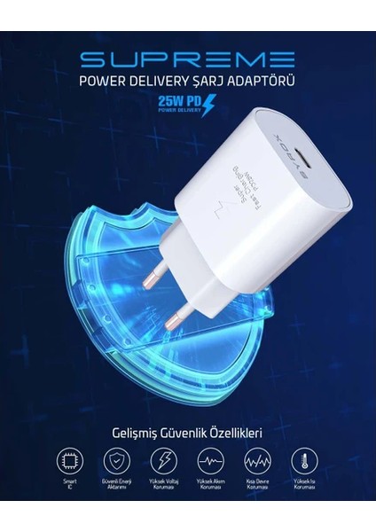 Samsung Galaxy Tab A9 Plus Uyumlu 25W Type-C Süper Hızlı Şarj Aleti Adaptör (Başlık) PD25B