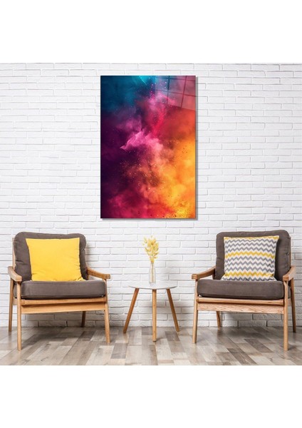 Kozmik Renk Sinfonisi Cam Tablo Hediyelik Büyük Tablo Ev Ofis Dekoru