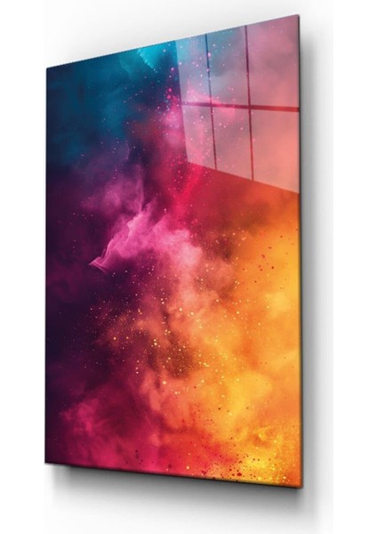 Kozmik Renk Sinfonisi Cam Tablo Hediyelik Büyük Tablo Ev Ofis Dekoru modelleri