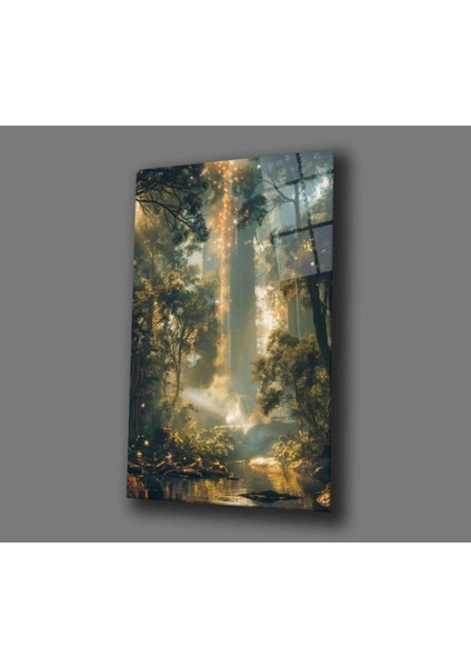 Ormanın Işıklı Sabahı Cam Tablo Hediyelik Büyük Tablo Ev Ofis Dekoru fırsatları