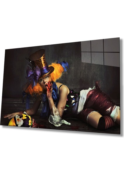 Kadın Joker Tablo Cam Tablo, Ev ve Ofis Duvar Dekoru Hediyelik Büyük Tablo Dayanıklı Cam