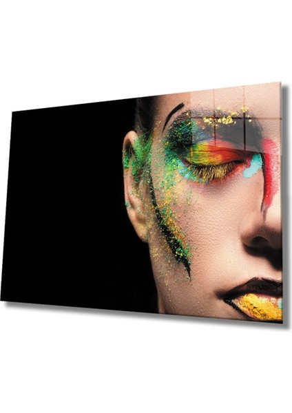 Kadınlar Renkli Yüz Cam Tablo, Ev ve Ofis Duvar Dekoru Hediyelik Büyük Tablo Dayanıklı Cam