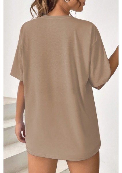 Only Trendwear Unisex Be Happy Baskılı Oversize Tshirt