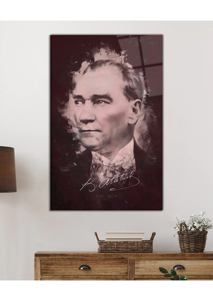 Atatürk Portresi Uv Baskılı Cam Tablo, Ev ve Ofis Duvar Dekoru Hediyelik fiyatları