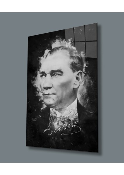 Atatürk Portresi Uv Baskılı Cam Tablo, Ev ve Ofis Duvar Dekoru Hediyelik