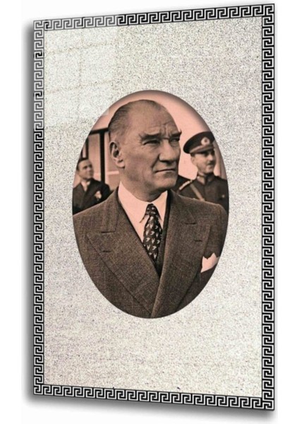 Bej Dayanıklı Temperli Atatürk Cam Tablo 4 mm