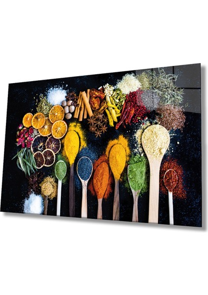 Kaşıklarda Baharatlar Cam Tablo