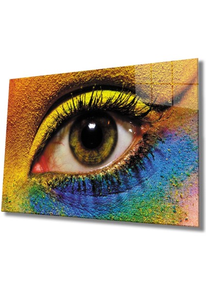 Kadınlar Renkli Göz Makyajı Cam Tablo, Ev ve Ofis Duvar Dekoru Hediyelik Büyük Tablo Dayanıklı Cam