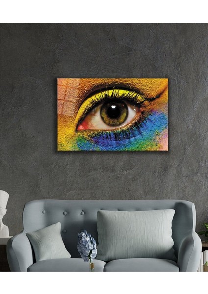 Kadınlar Renkli Göz Makyajı Cam Tablo, Ev ve Ofis Duvar Dekoru Hediyelik Büyük Tablo Dayanıklı Cam fiyatları