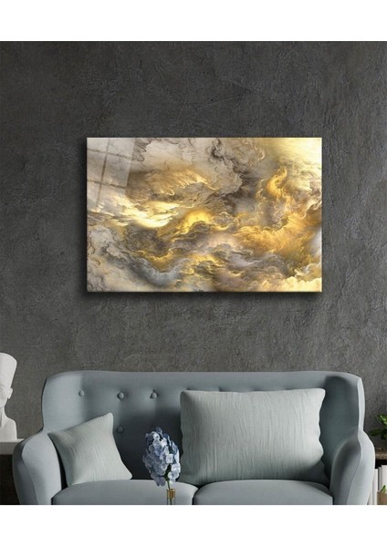 Altın Soyut Illüstrasyon Ccam Tablo, Ev ve Ofis Duvar Dekoru Hediyelik Büyük Tablo Dayanıklı Cam fiyatları