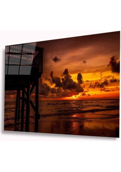 Deniz Günbatımı Cam Tablo 4mm Dayanıklı Temperli Cam