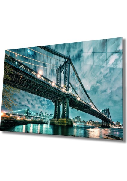 Şehir Manzaralı Cam Tablo, Ev ve Ofis Duvar Dekoru Hediyelik Büyük Tablo Dayanıklı Cam