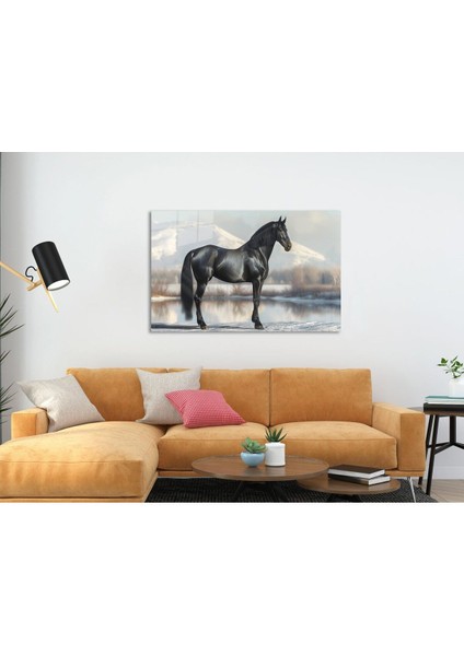 Kışın Gölgesinde Asalet Cam Tablo Hediyelik Büyük Tablo Ev Ofis Dekoru modelleri