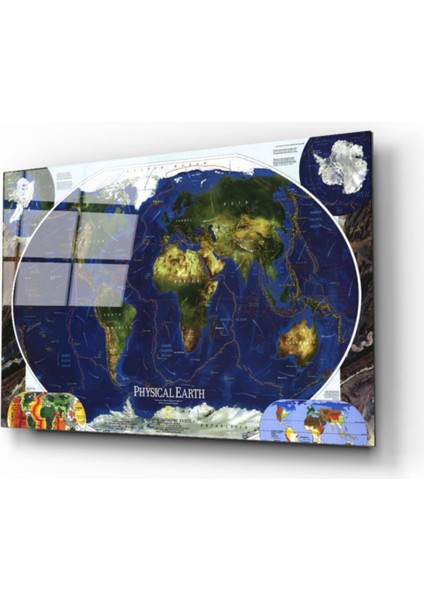 Dünya Haritası 55 Cam Tablo