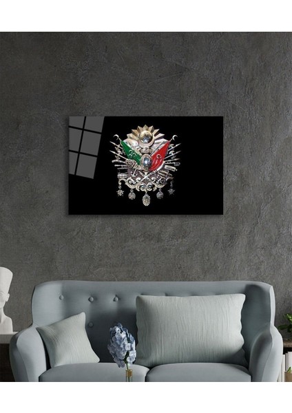 Osmanlı Arması Tuğrası Cam Tablo, Ev ve Ofis Duvar Dekoru, Hediyelik Büyük Temperli Cam Tablo modelleri