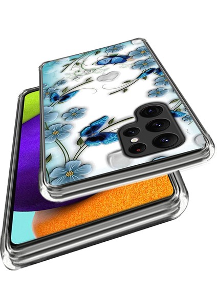 Samsung Galaxy S24 Ultra Çizelge Tpu Desen Baskı Butterfly Çiçek Arka Telefon Kılıfı (Yurt Dışından)