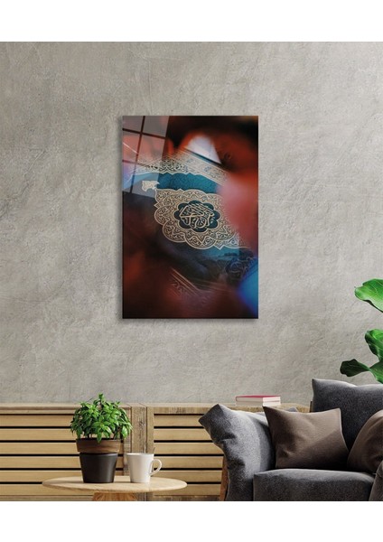 Islami Kaligrafi Motif Dini Islami Cam Tablo Ev ve Ofis Duvar Dekoru Hediyelik Büyük Tablo Cam modelleri