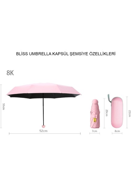 bliss umbrella 8 Telli Kapsül Şemsiye