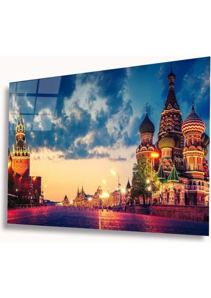 Şehir Manzaralı Cam Tablo, Ev ve Ofis Duvar Dekoru Hediyelik Büyük Tablo Dayanıklı Cam