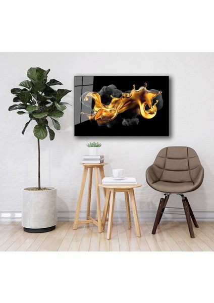 Soyut Sarı Siyah Cam Tablo Ev ve Ofis Duvar Dekoru Hediyelik Büyük Tablo Dayanıklı Cam fiyatları