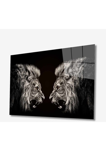 Aslan Hayvan Cam Tablo 4mm Dayanıklı Temperli Cam