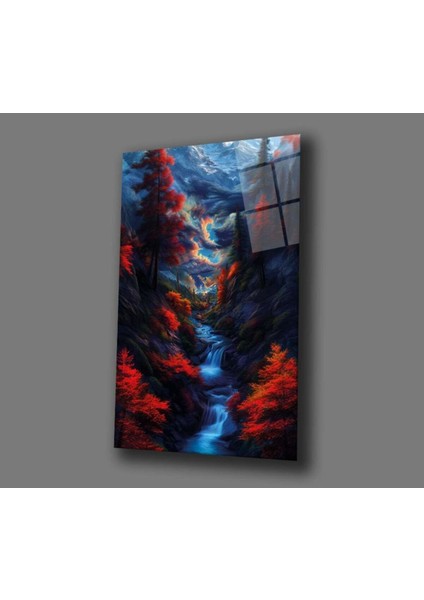 Alevler Arasında Saklı Vadi Cam Tablo Hediyelik Büyük Tablo Ev Ofis Dekoru fiyatları