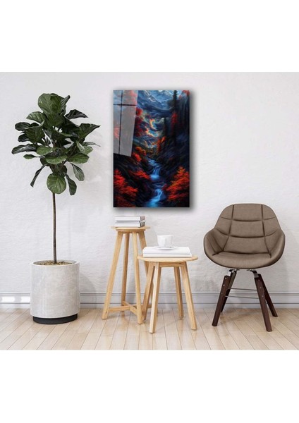 Alevler Arasında Saklı Vadi Cam Tablo Hediyelik Büyük Tablo Ev Ofis Dekoru fırsatları