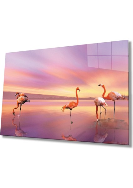 Flamingo Hayvan Cam Tablo 4mm Dayanıklı Temperli Cam
