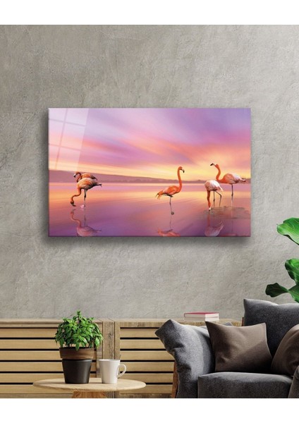 Flamingo Hayvan Cam Tablo 4mm Dayanıklı Temperli Cam