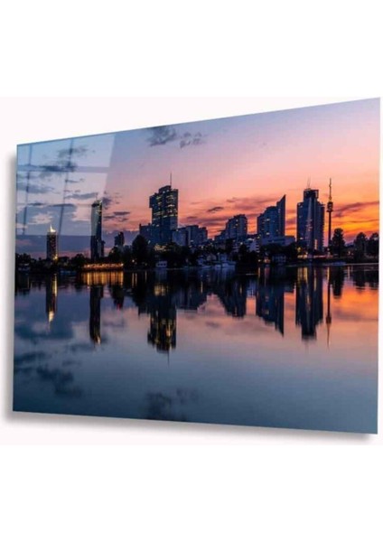 Şehir Manzarası Cam Tablo 4mm Dayanıklı Temperli Cam