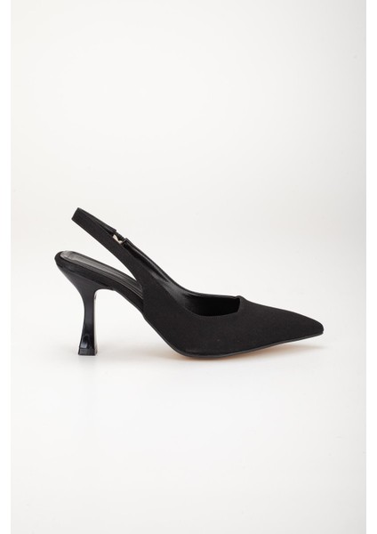 Zara Saten Arka Açık Siyah Kadın Topuklu Ayakkabı modelleri