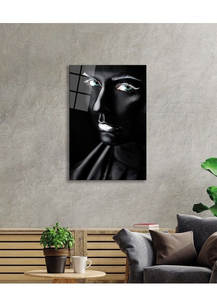 Siyah Parıltılı Kadın Cam Tablo, Ev ve Ofis Duvar Dekoru, Hediyelik Büyük Temperli Cam Tablo fiyatları
