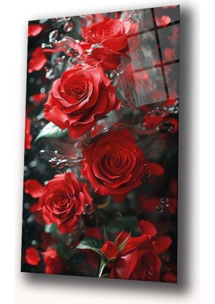 Kırmızı Yağmur Cam Tablo Hediyelik Büyük Tablo Ev Ofis Dekoru modelleri
