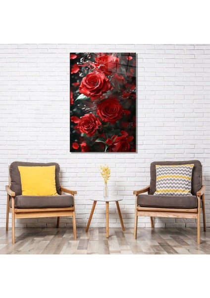 Kırmızı Yağmur Cam Tablo Hediyelik Büyük Tablo Ev Ofis Dekoru fırsatları