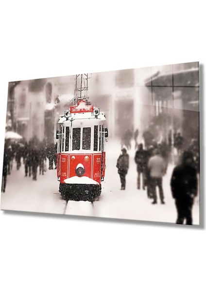Istanbul Taksim Tramvayı 4mm Dayanıklı Cam Tablo Temperli Cam