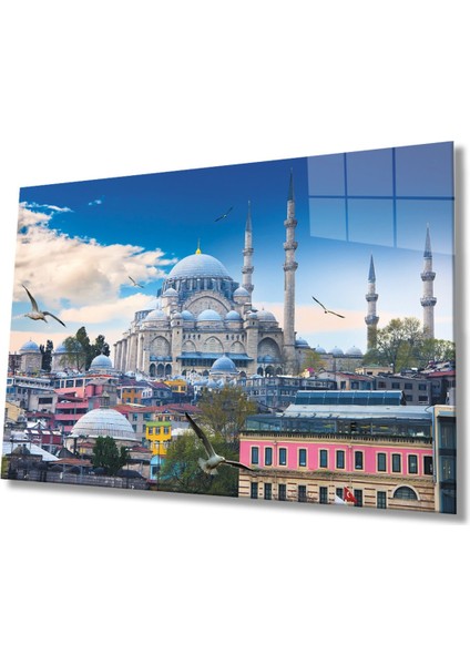 Istanbul Cami Manzara 4mm Dayanıklı Cam Tablo , Hediye