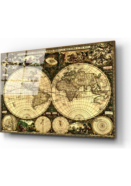 Dünya Haritası 11 Cam Tablo