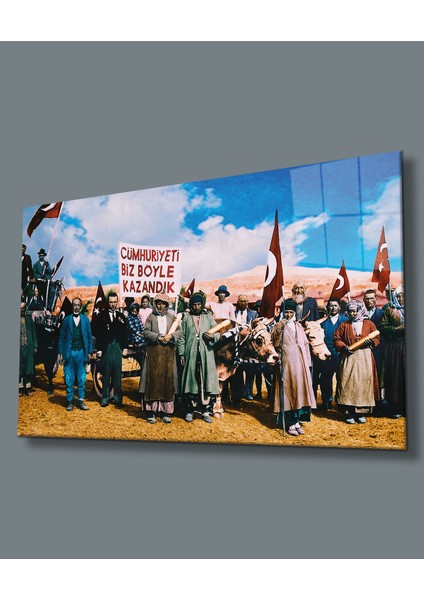 Cumhuriyet Temalı Uv Baskılı Cam Tablo, Ev ve Ofis Duvar Dekoru Hediyelik