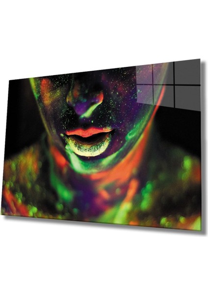 Karanlıkta Parlayan Kadın Neon Cam Tablo, Ev ve Ofis Duvar Dekor Hediyelik Büyük Tablo Dayanıklı Cam