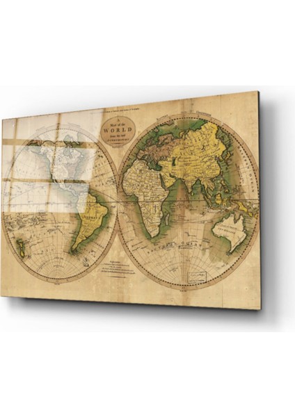 Dünya Haritası 12 Cam Tablo