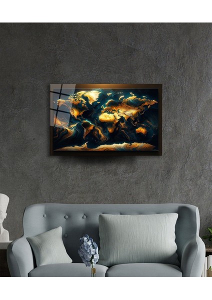 Dünya Haritası Çerçevesiz Cam Tablo Yapay Zeka Hediyelik Büyük Tablo Ev Ofis Dekoru modelleri